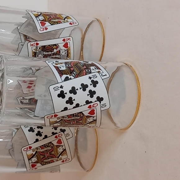 Vintage Pasabahce Set Of 6 Turkish Playing Cards Glass/Barware Gold Rimmed - Picture 7 of 7